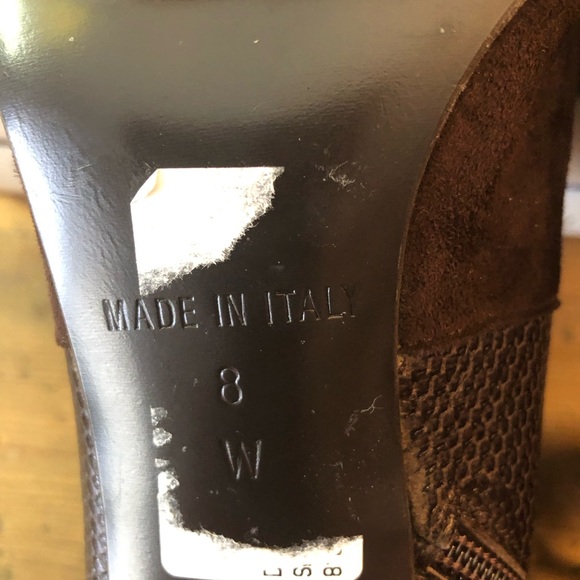 NWOT Diane von Furstenberg suede /embossed leather open toe ankle booties - Picture 6 of 6